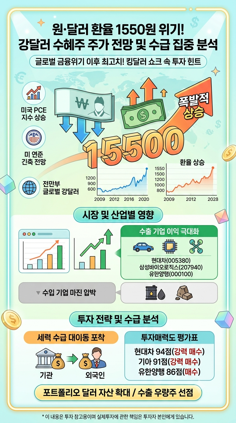 댓글 : [이슈와종목] 원·달러 환율 1550원 돌파 위기! 역대급 강달러 수혜주 주가 전망 및 수급 집중 분석