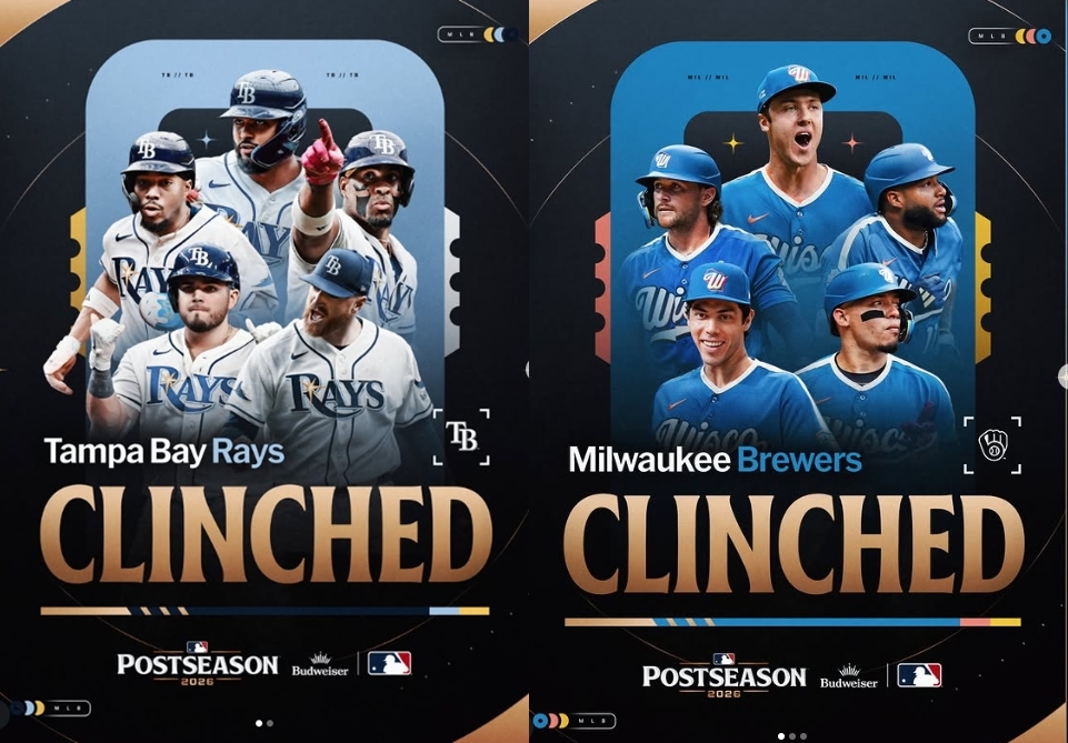 MLB 탬파베이, 밀워키 포스트시즌 진출 확정