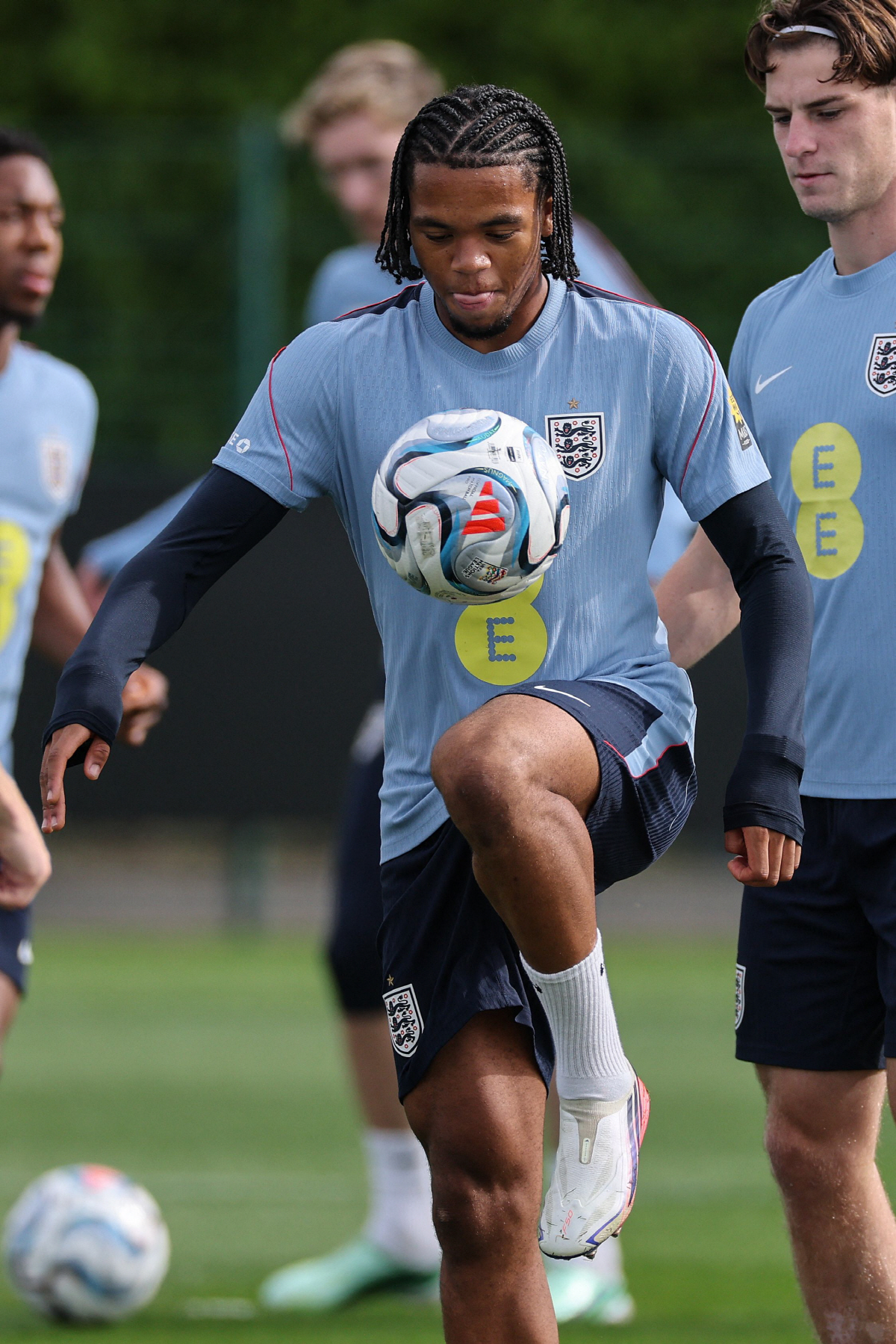 England's Rio Ngumoha attends a training session at Tottenham Hotspur's training ground in Enfield, north London, on September 28, 2026, on the eve of their UEFA Nations League group stage football match against the Czech Republic. (Photo b