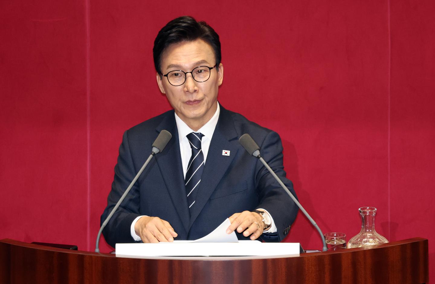 2026년 9월 7일 국회에서 교섭단체 대표연설을 하는 김민석 더불어민주당 대표